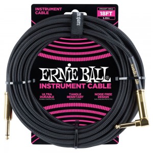 Ernie Ball 18' Braided Instrument Cable, Black